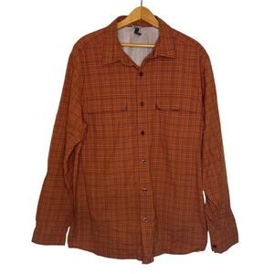 The North Face Orange Shirt Mens Long Sleeve Button Up Hike Fish Hunting Large